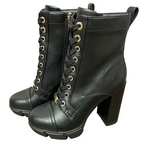 Nine West Vega Heeled Boot 5.5M Black Lug Sole Combat NWOB Goth Style Gorpcore